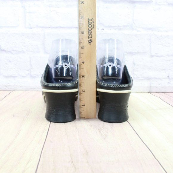 Timberland Black Leather Slip On Wedge Mules Clogs Shoes Size 9 Medium - Picture 6 of 10